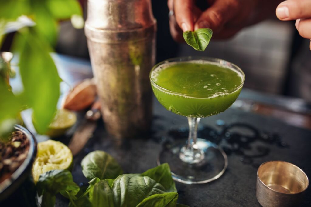 Cocktail with basil