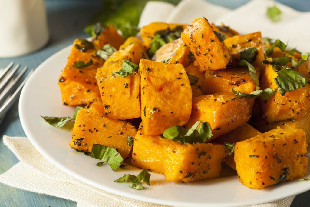 Oven roasted, herby butternut squash