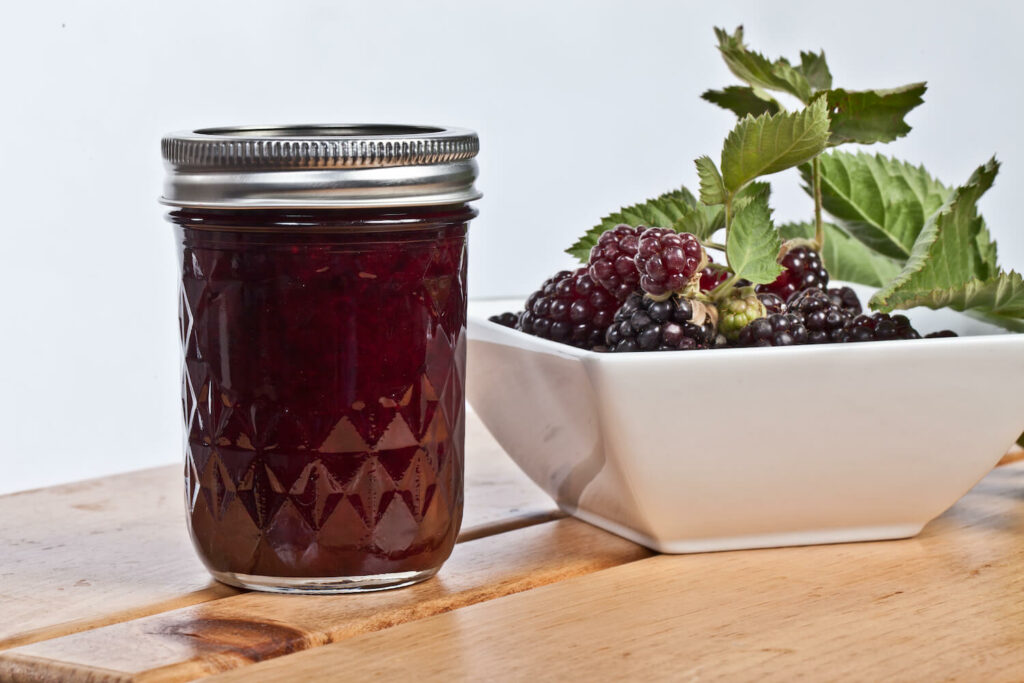 A jar of boysenberry jam