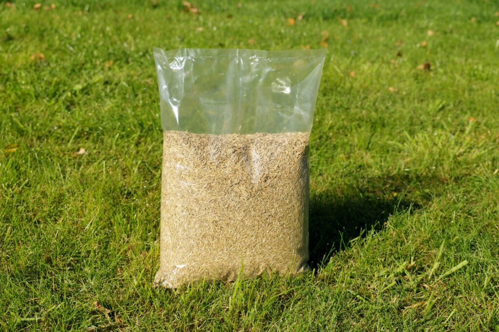 a bag of grass seed