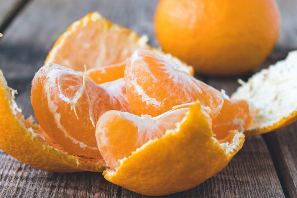 A peeled mandarin orange