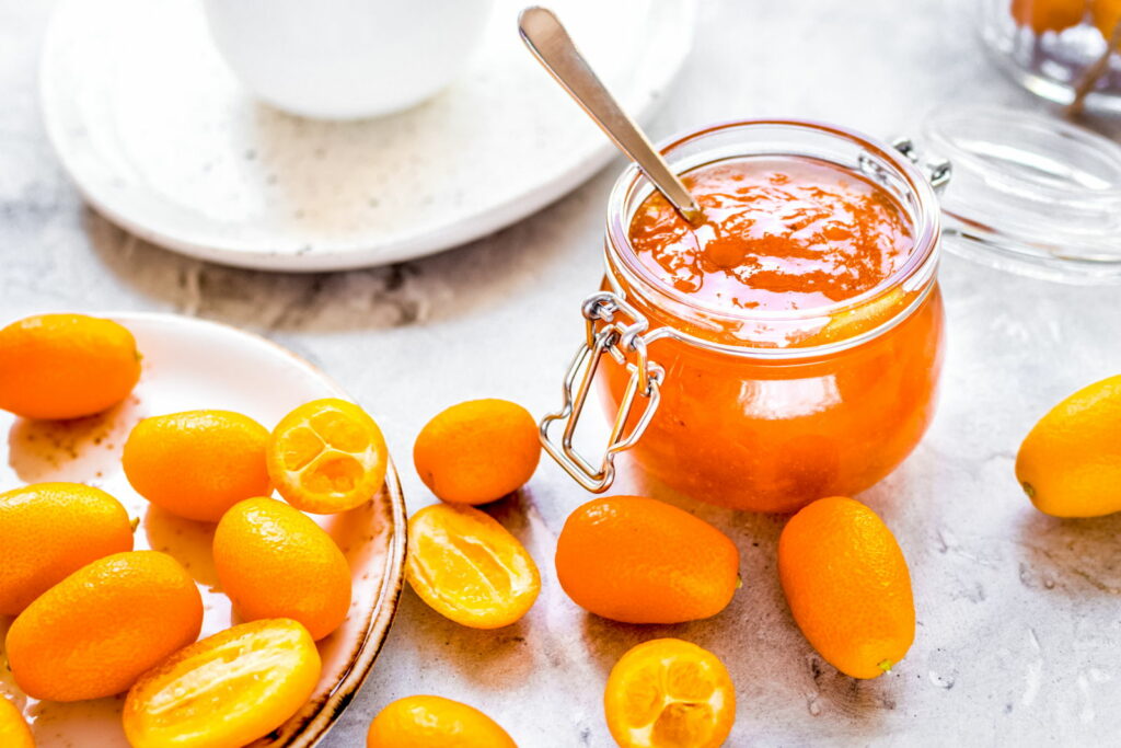 Kumquat fruits and kumquat marmalade