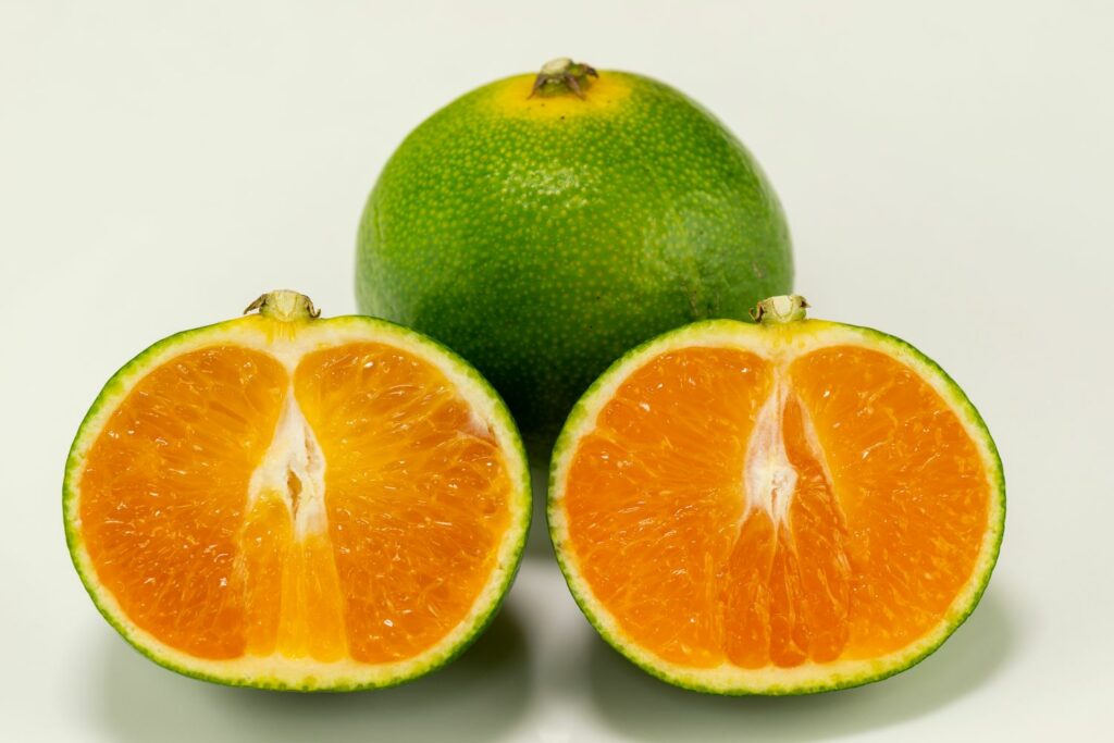 orange insides of green satsumas