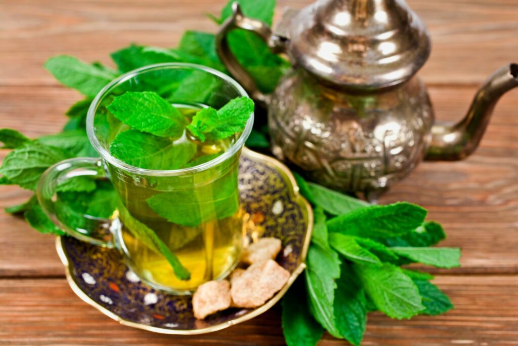 Moroccan mint leaves in tea