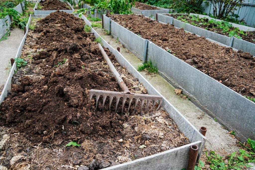 Raised bed with churned soil
