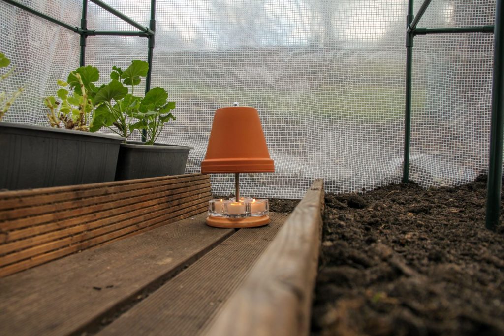 Terracotta heater in a greenhouse