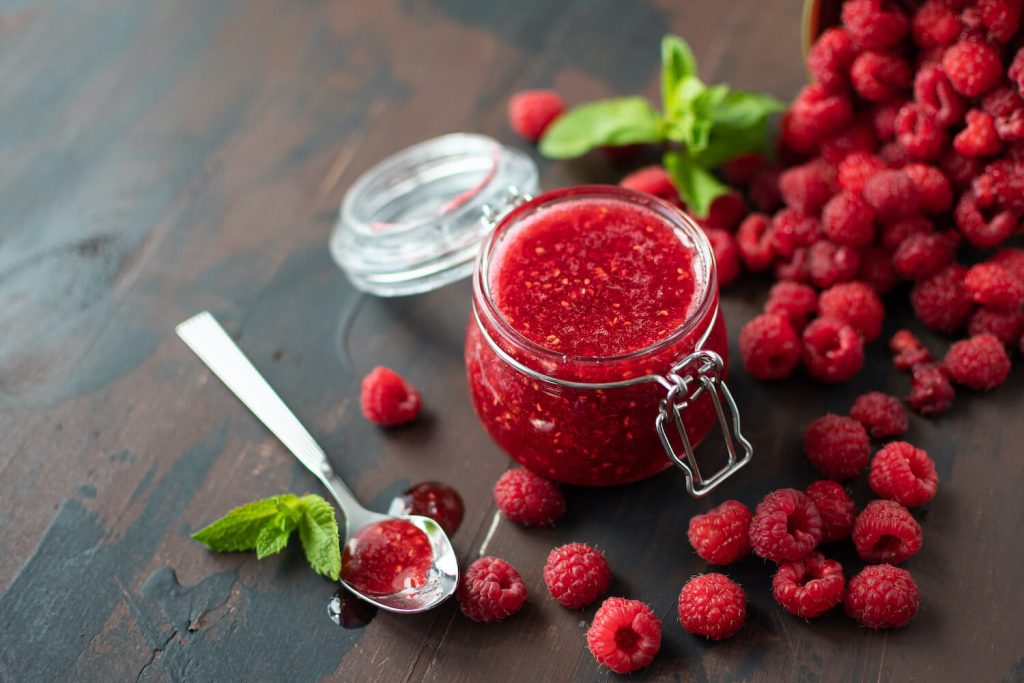 A jar of raspberry jam
