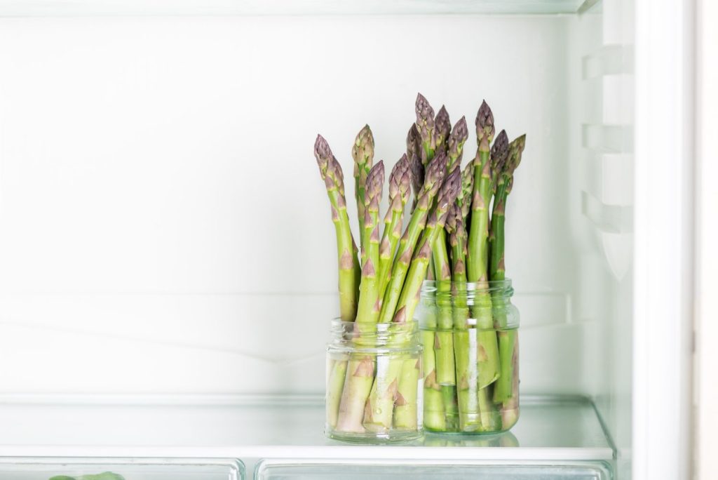 Stored asparagus in the fridge