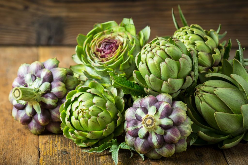 A mass of artichoke heads